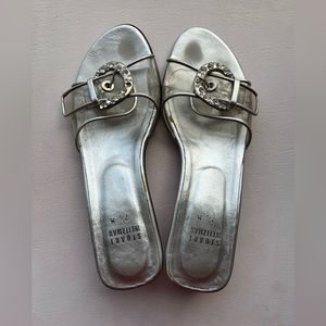 Stuart Weitzman Silver Metallic Slide Heels